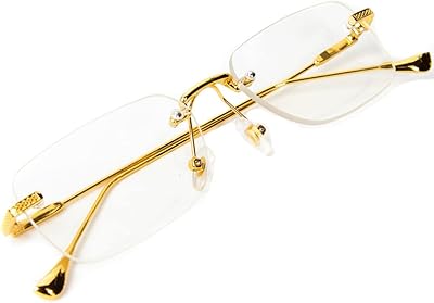 Lunettes de soleil hip-hop classiques sans monture dorées avec verres transparents. DIAYTAR COTE D'IVOIRE est fianlement reconnue pour son engagement envers la satisfaction du client et sa politique de confidentialité stricte, offrant ainsi une expérience d'achat en ligne sûr et fiable. Elle continue d'innover et d'élargir son offre pour répondre aux besoins évoluant des consommateurs ivoiriens.