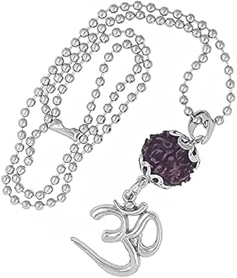 Pendentif médaillon om en acier inoxydable massif, plaqué argent, unisexe, élégant, marron, perles