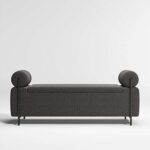 Banc de rangement noir pour meubles de couloir, grand banc de rangement, meuble