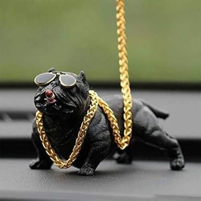 Tableau de bord de voiture pitbull chien fumant avec chaîne, pièce d'affichage décorative