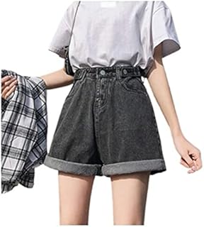Anytoy short femme short en denim classique taille haute bleu jambe large femme