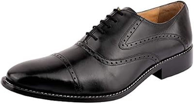 Chaussures oxford à lacets en cuir véritable pour hommes noir uni