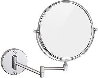 Miroir de maquillage mural yuegoo argenté brillant, pliable, télescopique, double face, 20 cm