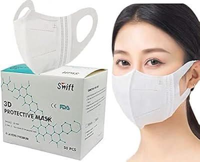 Masque blanc swift pour adultes avec 4 couches filtrantes (50 pièces)