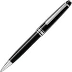 Stylo à bille classique plaqué platine mont blanc meisterstuck, modèle 2866