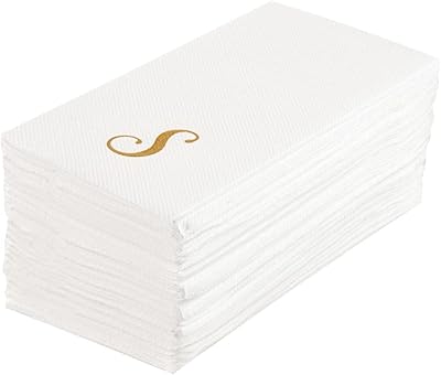 Serviette en papier blanc luxenap rectangulaire lettre s dorée air
