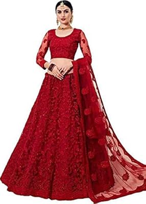 Near fashion lehenga choli semi-cousu pour femme (rouge_taille unique) rouge taille