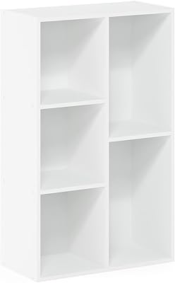 Étagère ouverte sans outil frono à 5 cubes, bois d'ingénierie, blanc