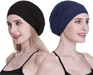 Moonmen lot de 2 bonnets de nuit doublés en soie pour femme, bonnet