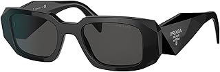 Lunettes de soleil rectangulaires en plastique noir 17wsf 1ab5s0 avec verres gris, noir