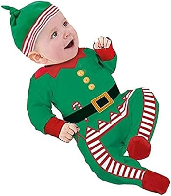 Shopzinia costume de body elfe de noël unisexe pour bébé