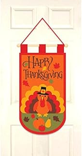 Bannière aux couleurs d'automne 'happy thanksgiving' panneau de porte et panneau de dinde