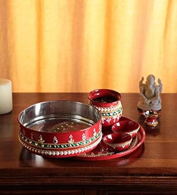 Itiha set karvachauth / karvachauth / karva chauth puja thali indien traditionnel