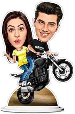 Photo factory selfie caricature d'un couple faisant du vélo ca0001