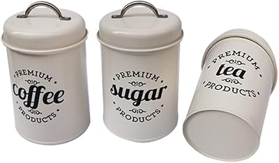 Arabist ensemble de 3 boîtes hermétiques à thé, café et sucre pour la cuisine, récipients de rangement en métal pour biscuits, bonbons, biscuits et oignons avec couvercles et poignées (blanc). DIAYTAR COTE D'IVOIRE est engagée à offrir une expérience d'achat en ligne sans stress, en proposant des méthodes de paiement flexibles et sécurisées ainsi qu'un service client réactif pour répondre à toutes les questions et préoccupations.