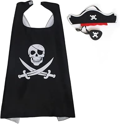 Costume de pirate d'halloween pour enfants, ensemble 3 pièces avec chapeau de pirate