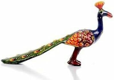 Figurine de paon en métal décorative à la main de 5 pouces