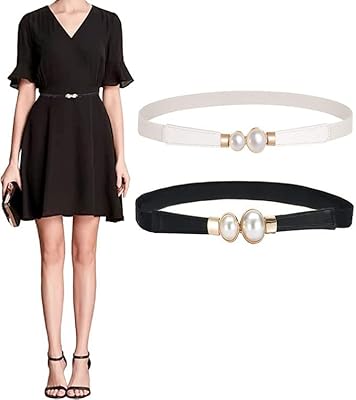 Ceinture élastique fine pour femmes, ceinture extensible élégante en perles pour robes, deux