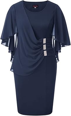 Grande robe en mousseline de soie pour femmes avec cape superposée et sequins