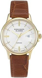 Montre analogique suisse romanson avec bracelet en cuir pour homme, modèle cb5a10lynga1r2, marron-blanc