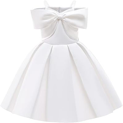 Robe de soirée pour filles, robe plissée avec nœud floral et appliques, robe