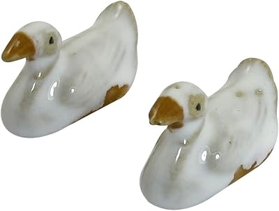 Qtqgoitem 2 pièces décoration d'aquarium en forme de canard en céramique blanche