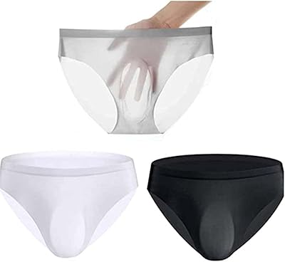 Sous-vêtements pour hommes, slip transparent sans couture en soie glacée, séchage rapide, respirant