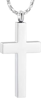Pendentif croix de cristal pour cendres - bijoux commémoratifs en acier inoxydable
