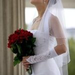 Voile de mariage à deux couches, bout de doigt festonné blanc brodé