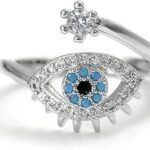Bagues ouvertes plaquées platine mauvais œil pour femmes, bijoux à la mode