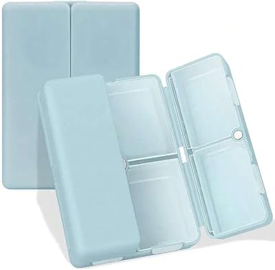 Pilulier quotidien : pilulier de voyage portable avec 7 compartiments pliables - bleu