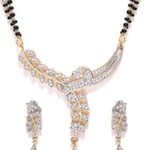 Collier mangalsutra plaqué or parsemé de diamants américains au design traditionnel et moderne