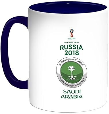 Tasse à café imprimée avec logo ryn arabie saoudite blanc/bleu/vert
