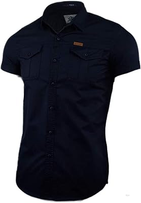Chemise à manches courtes en coton uni pour homme