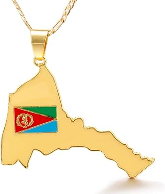 Collier pendentif carte et drapeau sajaya de l'érythrée pour femmes et hommes