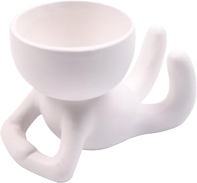 Pot de fleur en céramique au design humain pour plantes succulentes, petit vase