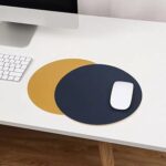 Tapis de souris rond double face en cuir pu imperméable, facile à nettoyer