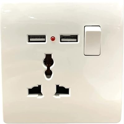 Double prise murale universelle avec 2 ports usb - (5v/2a), blanc