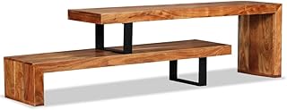 Meuble tv fidaxl en bois d'acacia massif, buffet avec dessus amovible