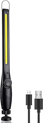 Lampe d'inspection led magnétique rechargeable, lampe de travail cob avec interrupteur rotatif, base