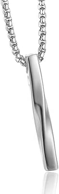 Collier homme, collier spirale argent long collier rectangulaire mode homme tendance mini chaîne