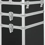 Grande trousse de maquillage professionnelle de voyage portable à roulettes, noire, 3 couches