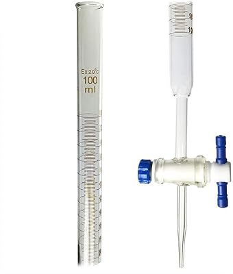 Verrerie graduée à alésage droit de 100 ml avec robinet d'arrêt en ptfe