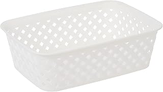 Panier de rangement coopman en plastique aspect rotin, taille 20 x 15 x