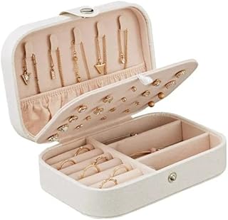 Boîte à bijoux portable, étui à bijoux de voyage en cuir pour femme