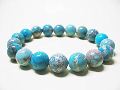 Bracelet variscite bleu extensible de 10 mm de qualité supérieure, rond, lisse 7,5'