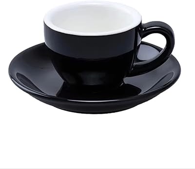 2 pièces tasses à expresso en porcelaine noire avec soucoupe, tasse à expresso