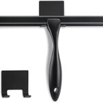 Essuie-glace de douche multifonction raclette noire mate avec longue poignée ergonomique pour nettoyer