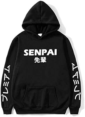 Nouveau veste polaire imprimée anime senpai pour hommes et femmes, streetwear drôle noir