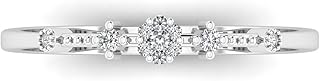 Bague légère en or blanc massif 10 carats certifié igl avec véritables diamants